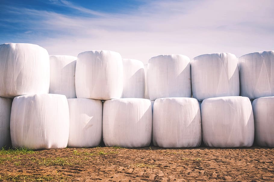nature, plains, grass, soil, dirt, bales, stack, pile, sky HD wallpaper