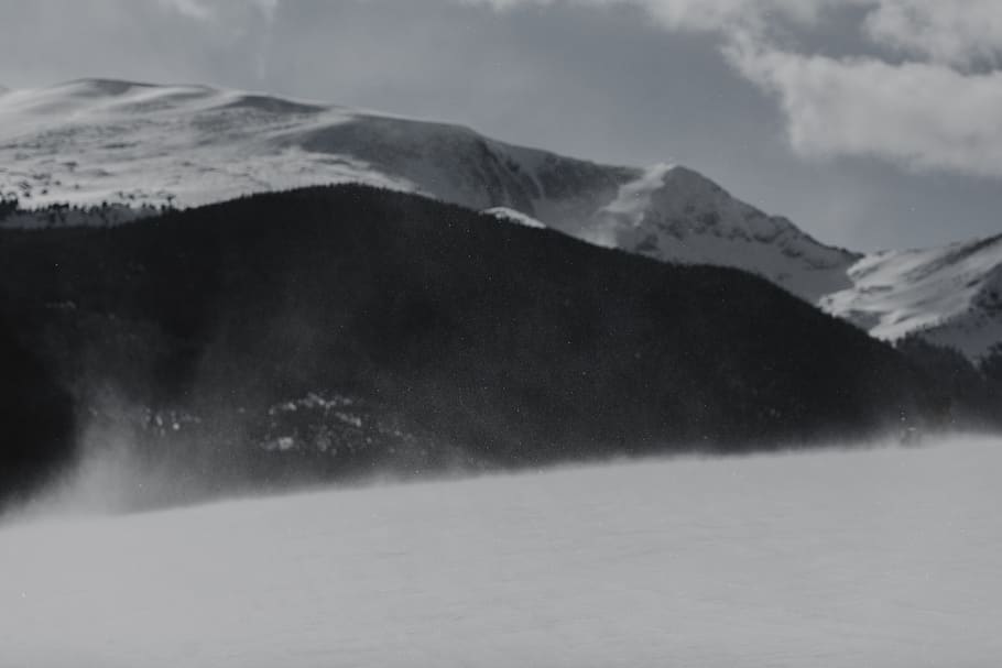 snow, winter, mountains, clouds, hike, cold temperature, environment HD wallpaper