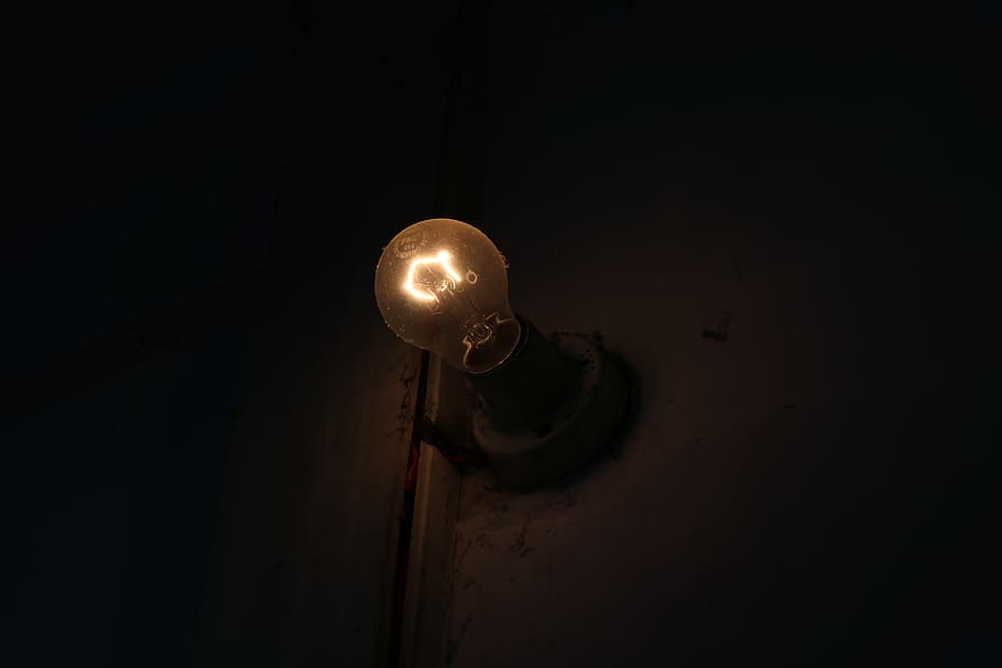 lighted incandescent bulb, lightbulb, lighting, light fixture, HD wallpaper
