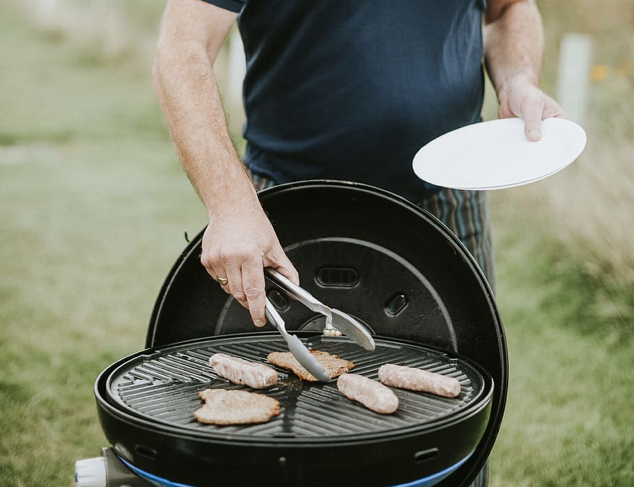 Man About to Pick Grilled Meat, barbeque, bbq, blurred background HD wallpaper