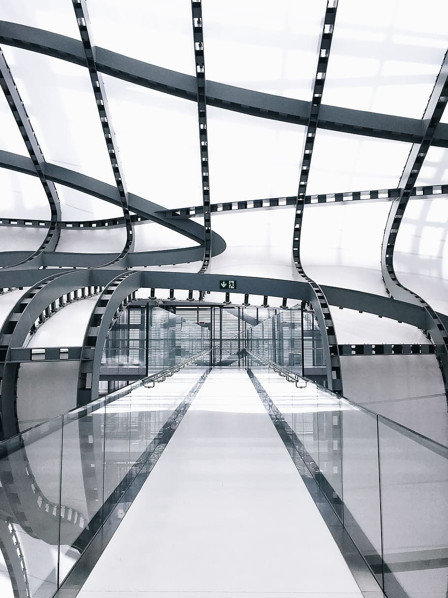 architectural photography of building, architecture, glass, interior HD wallpaper
