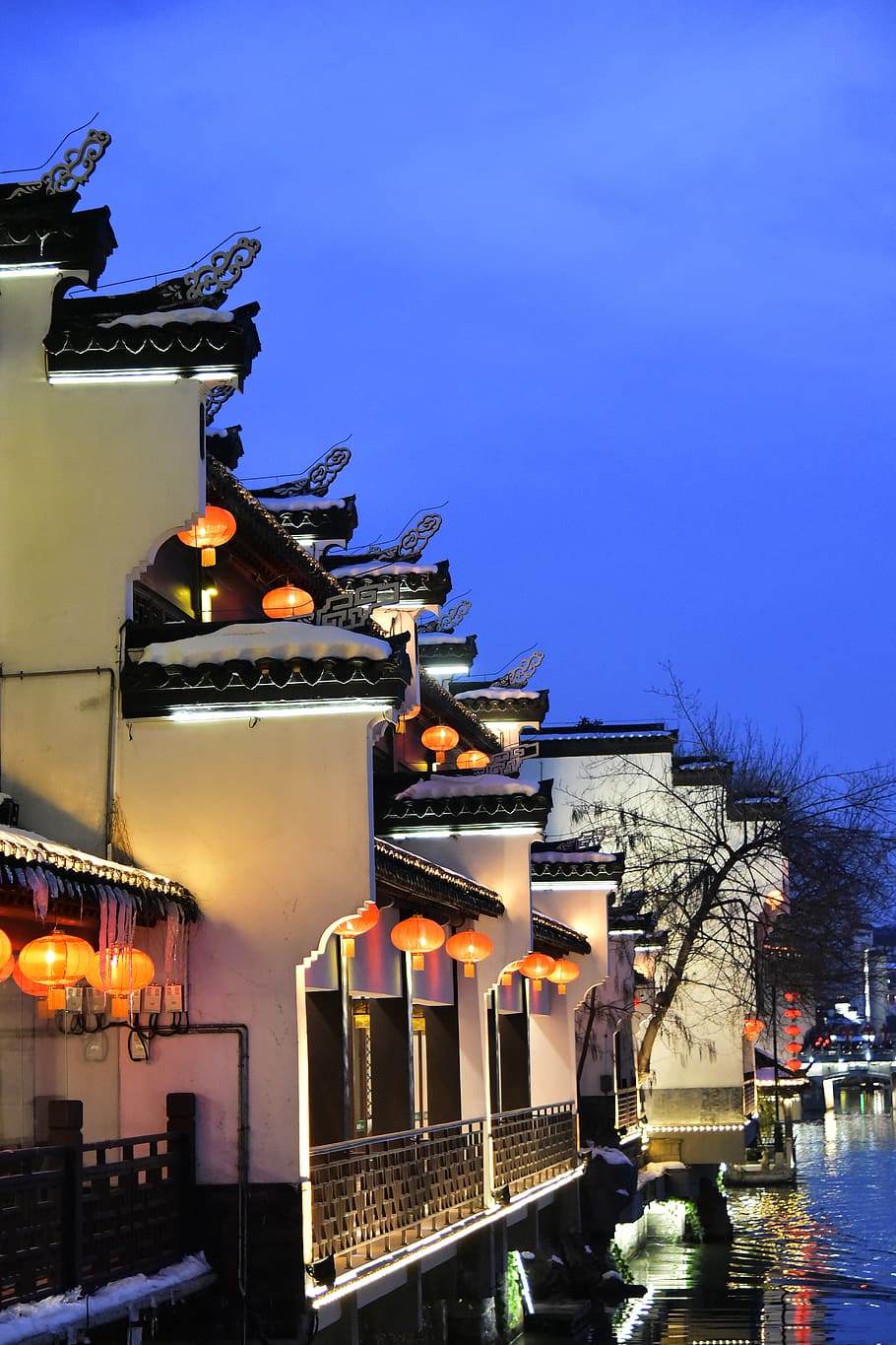 china, nanjing, night, light, chinese architecture, building exterior HD wallpaper