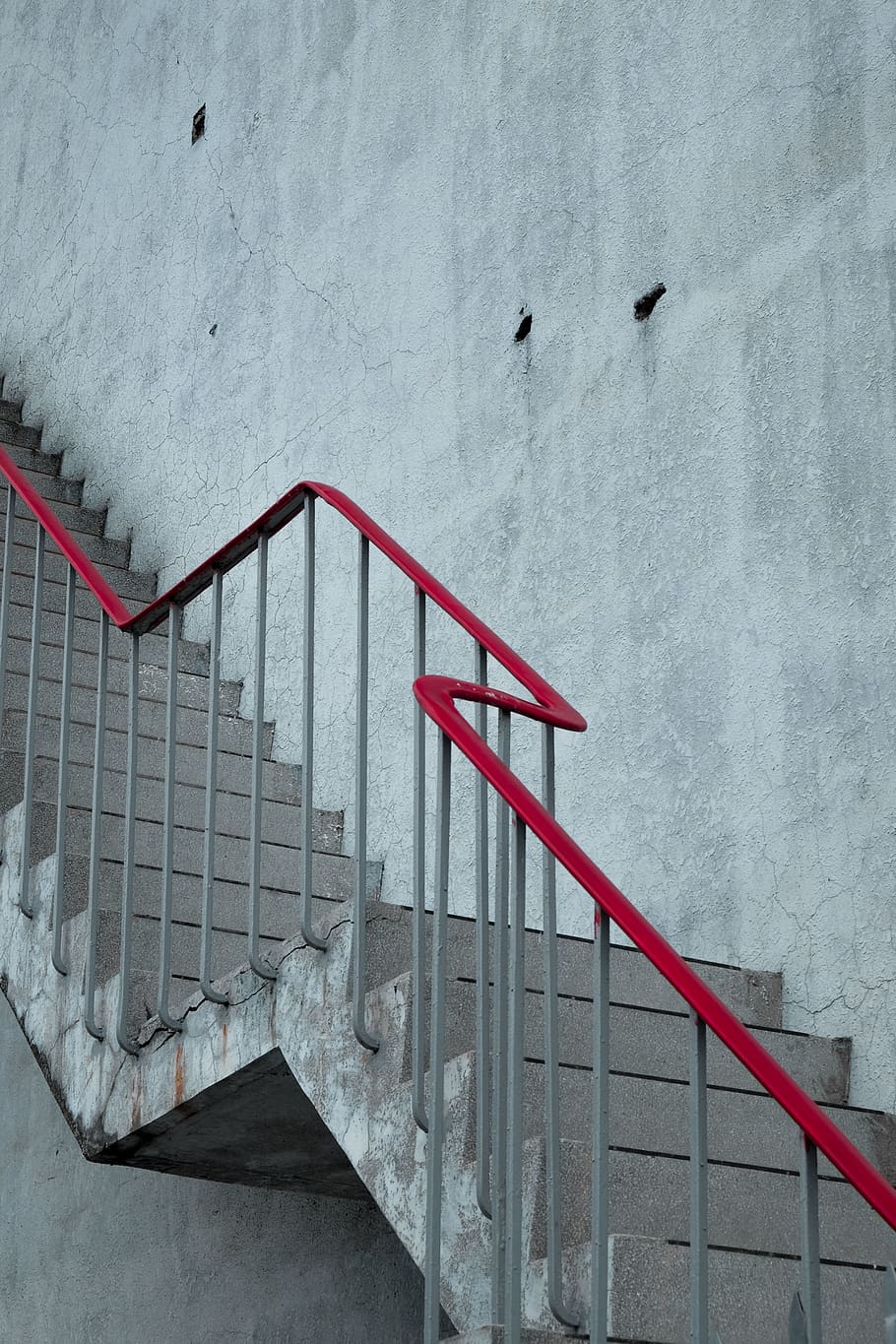 Empty Stair Near Wall, building, concrete, crack, design, handrail HD wallpaper