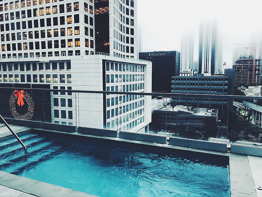 inground pool on terrace, building, brickell, miami, swimming pool