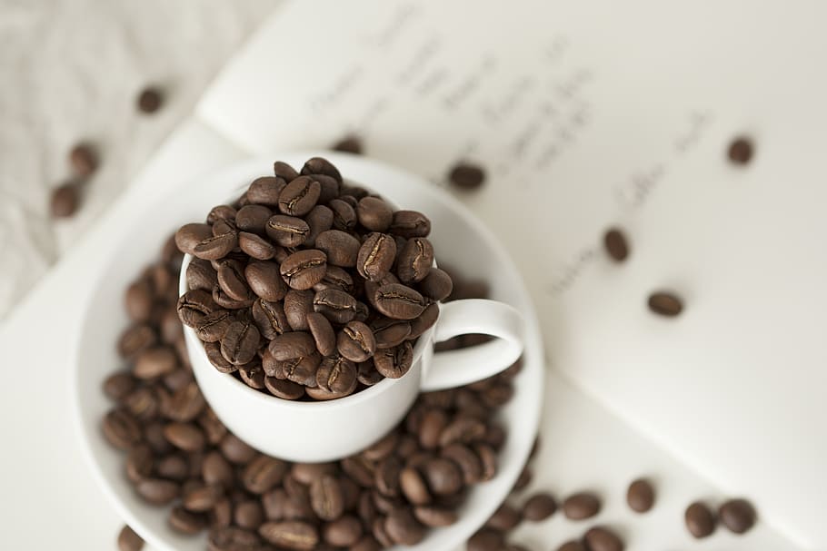 Close-Up Photo of Coffee Beans In Cup, blur, caffeine, depth of field HD wallpaper
