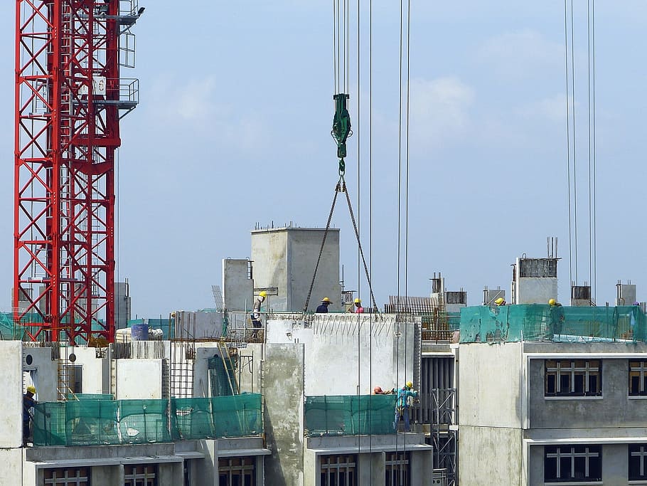 site, construction, build, work, worker, human, activity, crane HD wallpaper