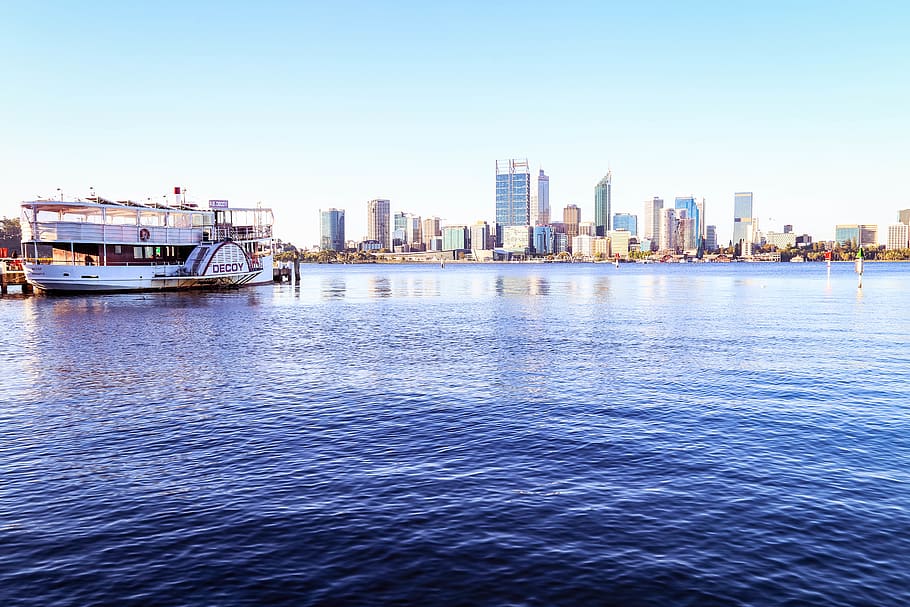 white ship, vehicle, boat, transportation, water, urban, city HD wallpaper