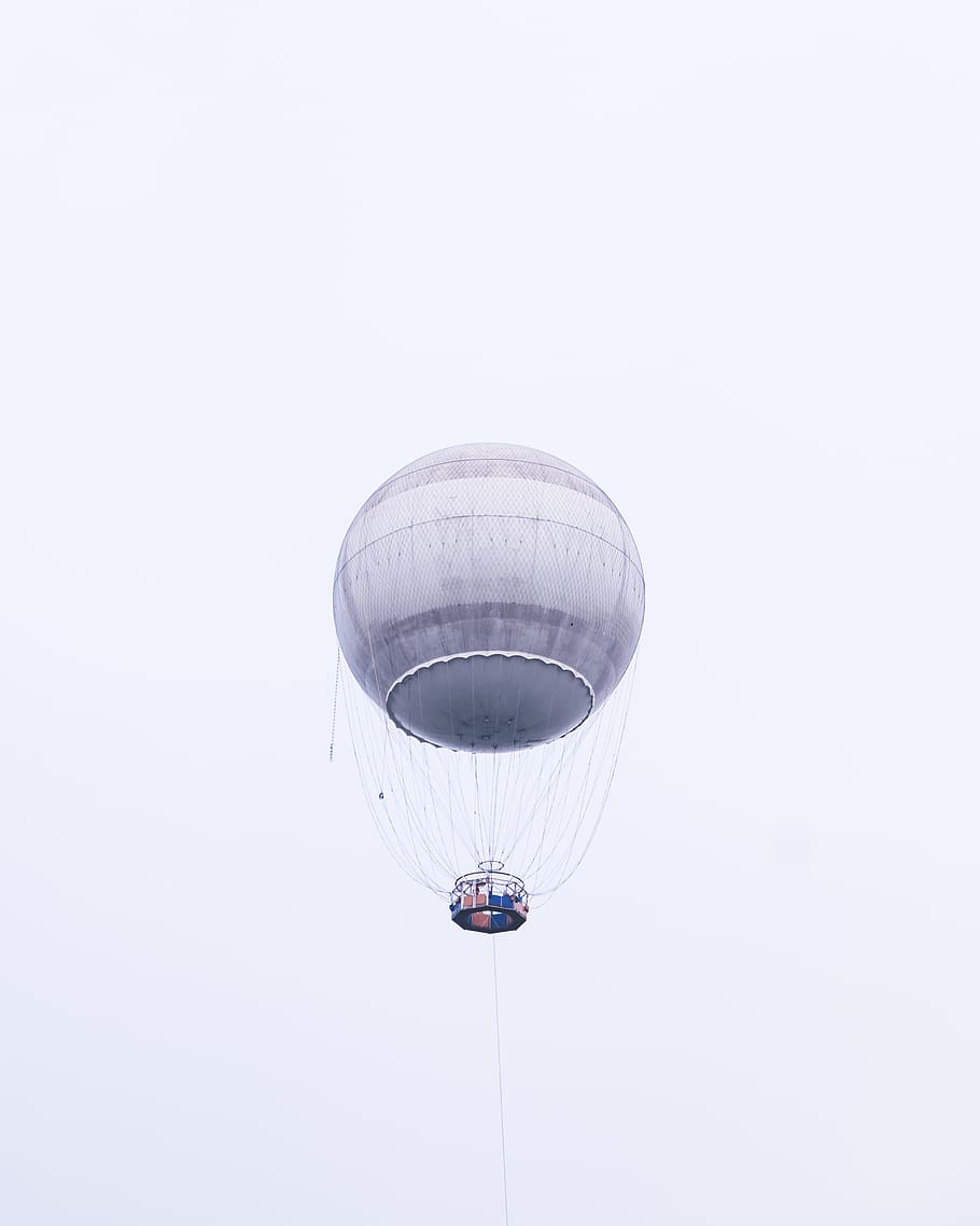 gray hot air balloon, leisure activities, adventure, parachute HD wallpaper