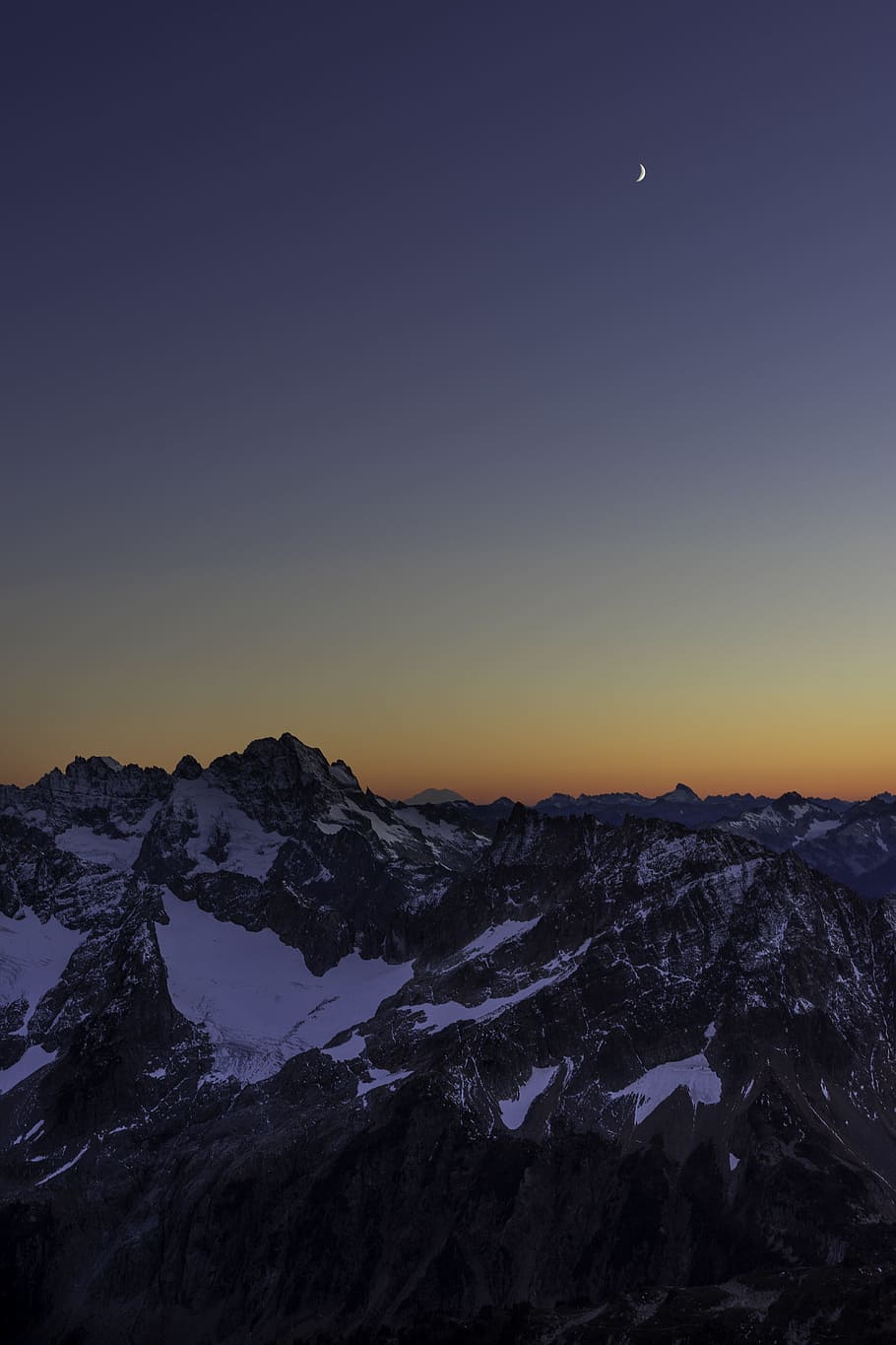 snow capped mountain during golden hour, star, sunset, sunrise