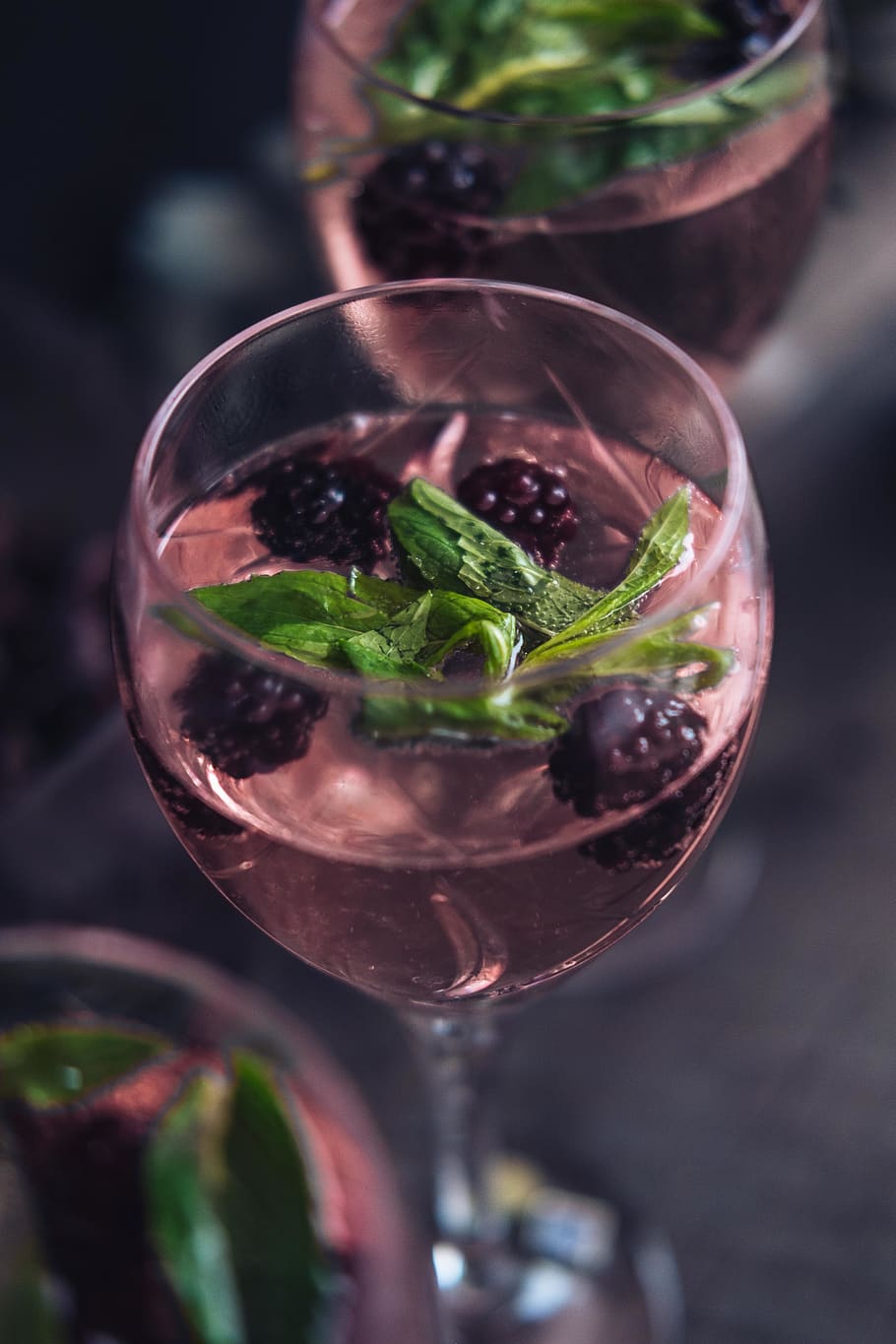 lifestyle, beverages, drinks, blackberries, mint, prosecco, HD wallpaper