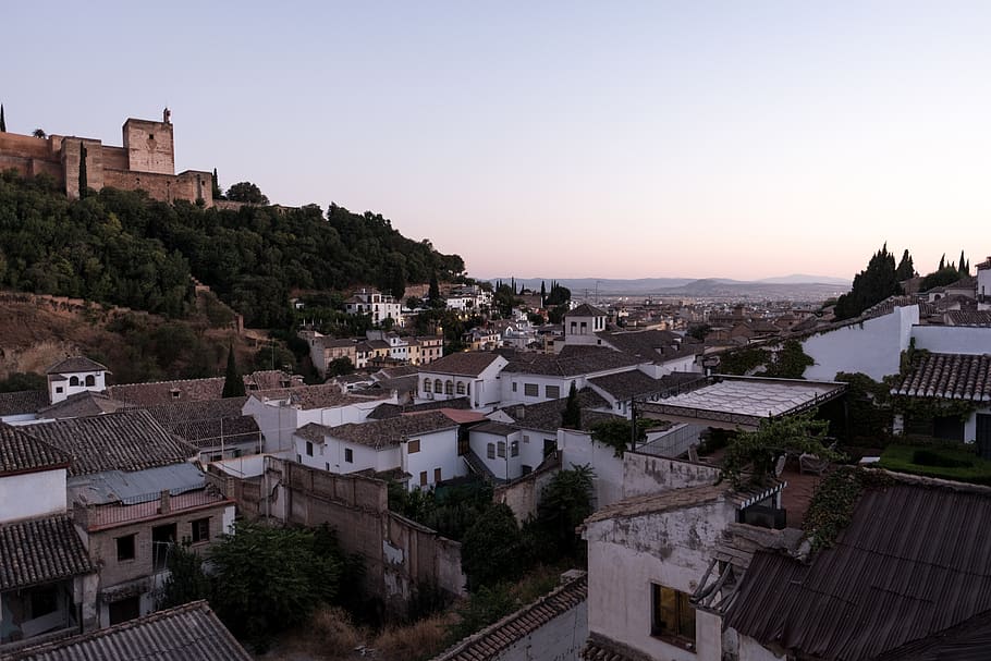 spain, granada, alhambra, town, travel, rooftop, architecture HD wallpaper