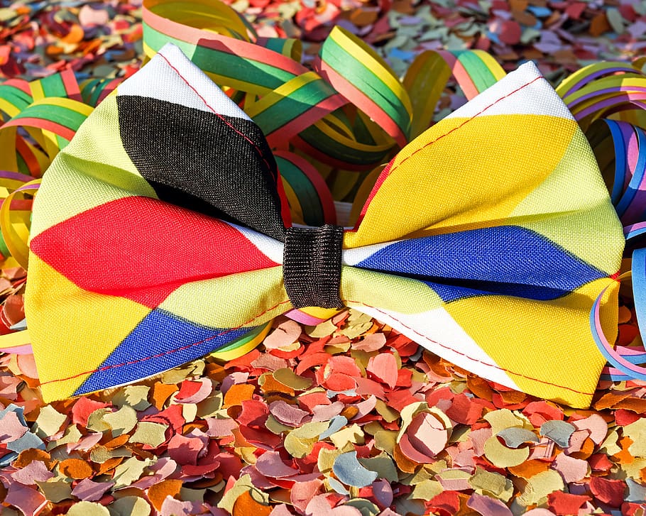 tie, fly, carnival, loop, colorful, funny, masquerade, panel HD wallpaper