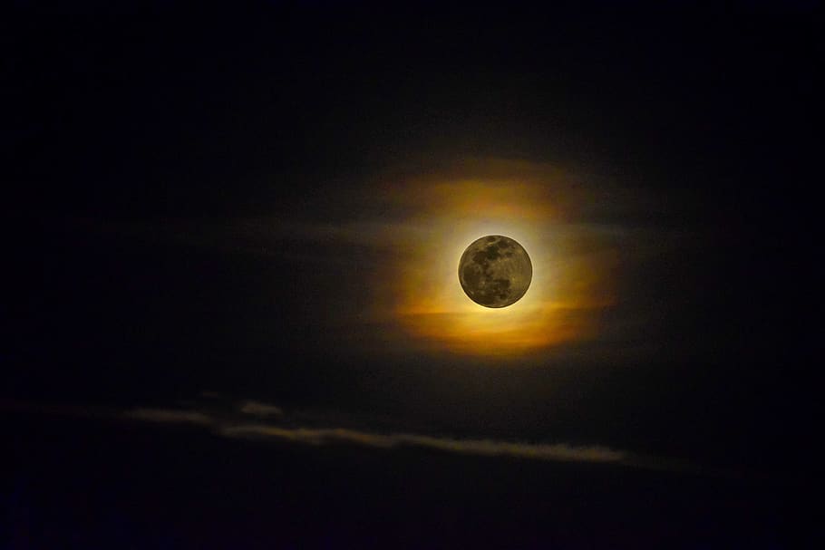 luna, full moon, perigee, space, sky, astronomy, eclipse, night HD wallpaper