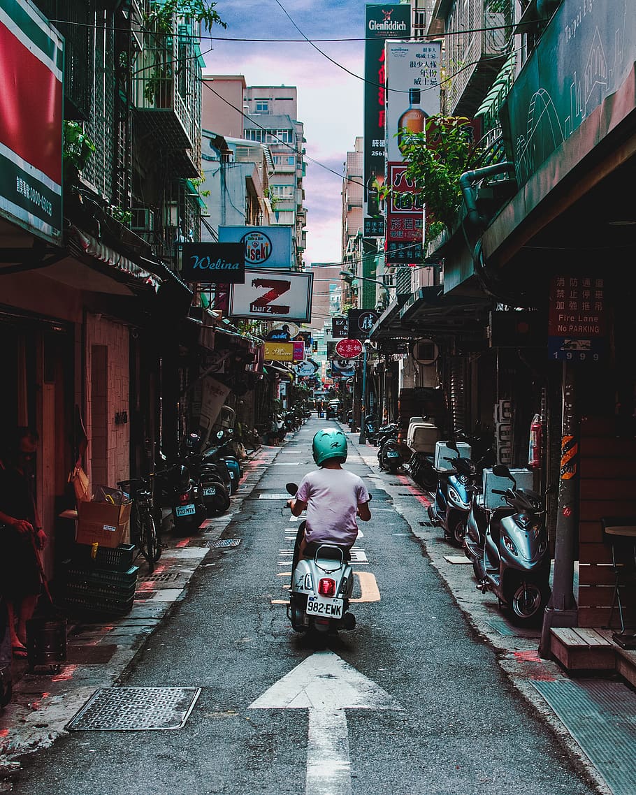Person Riding Motorcycle on Street, asia, crowd, crowded, daylight HD wallpaper