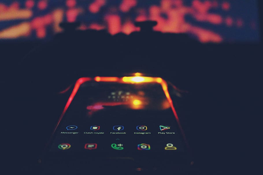 dark, laptop, keyboard, technology, light, gamepad, phone, facebook HD wallpaper