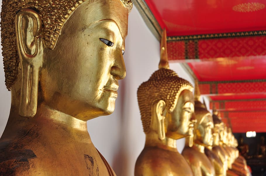 buddha, buddhism, statue, temple, religion, spirituality, sculpture HD wallpaper