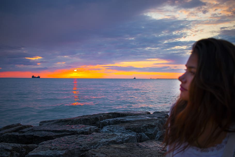canada, goderich, lake, sunset, ship, boat, water, sky, sea HD wallpaper