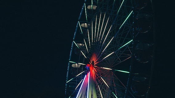 night, dark, city, wheel, ferriswheel, light, color, lights HD wallpaper