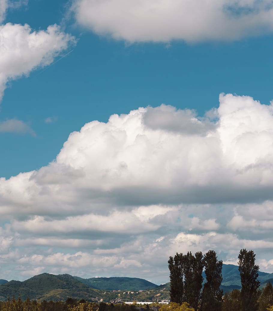 italy, clouds, blue, sky, hill, hills, mountain, cloud - sky HD wallpaper