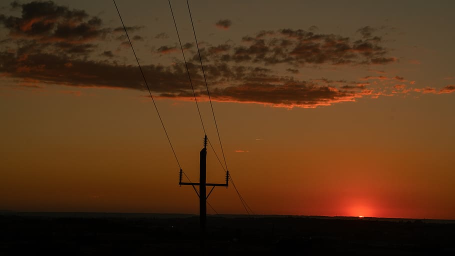 sky, sun, clouds, electricity, twilight, sunset, orange color HD wallpaper