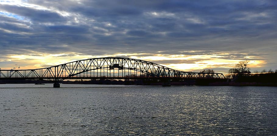 river, measles, landscape, sunset, clouds, view, connection HD wallpaper