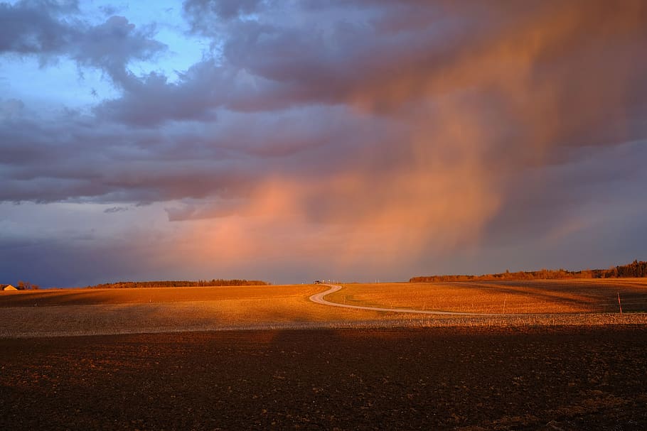 nature, landscape, sunset, evening sun, afterglow, evening light HD wallpaper