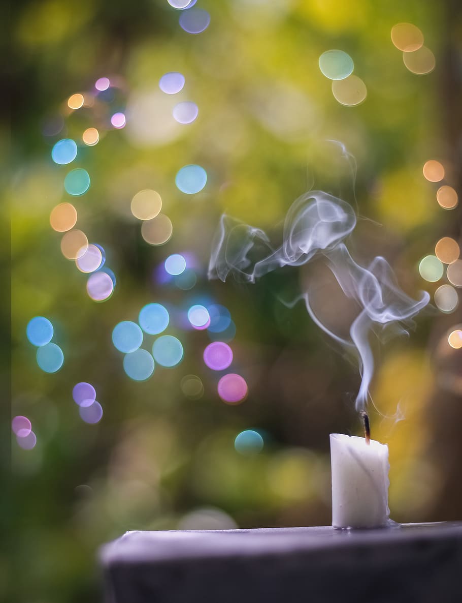 maldives, smoke, bokeh, bubble, candle, tree, photography, green HD wallpaper