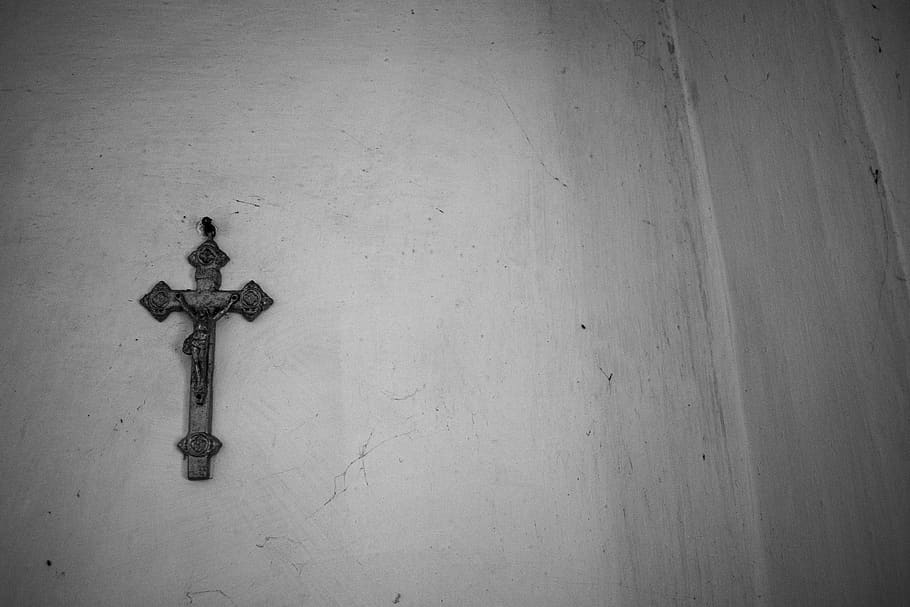 HD wallpaper: cross, symbol, crucifix, jesus, holy, christ, bw, indoors ...