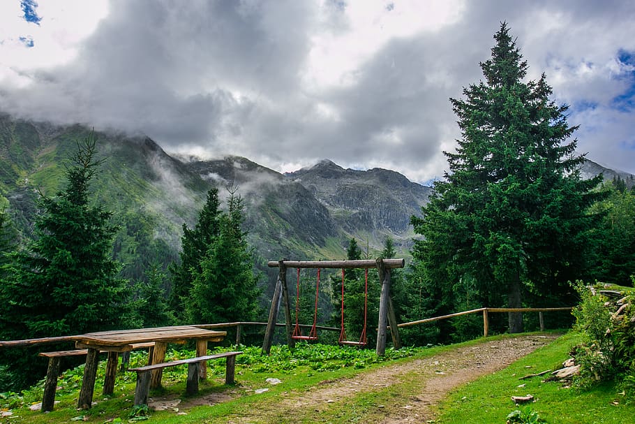 landscape, forest, travel, clouds, romania, negoiu, trees, mountains HD wallpaper