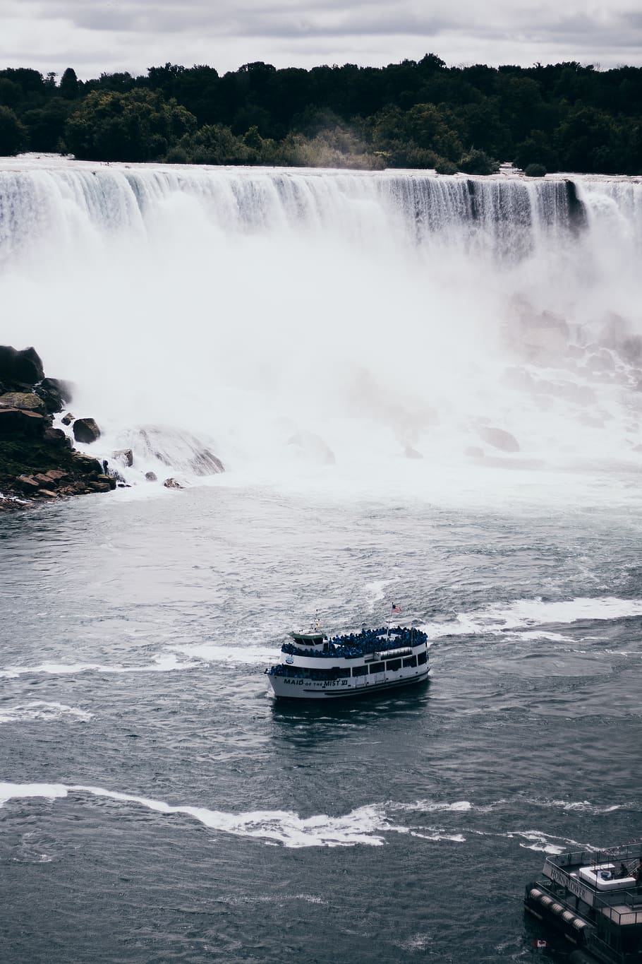 water, nautical vessel, sea, motion, scenics - nature, waterfall HD wallpaper
