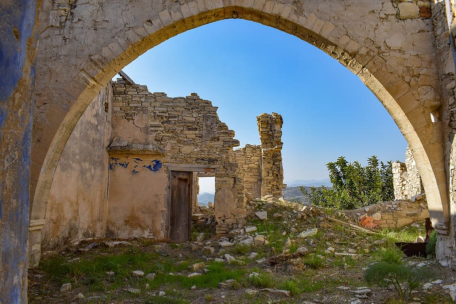ruins, house, damaged, weathered, ruined, abandoned, stone HD wallpaper