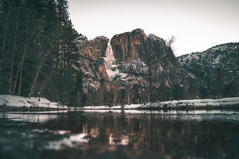 icy mountain scenery, nature, ice, outdoors, tree, plant, snow HD wallpaper