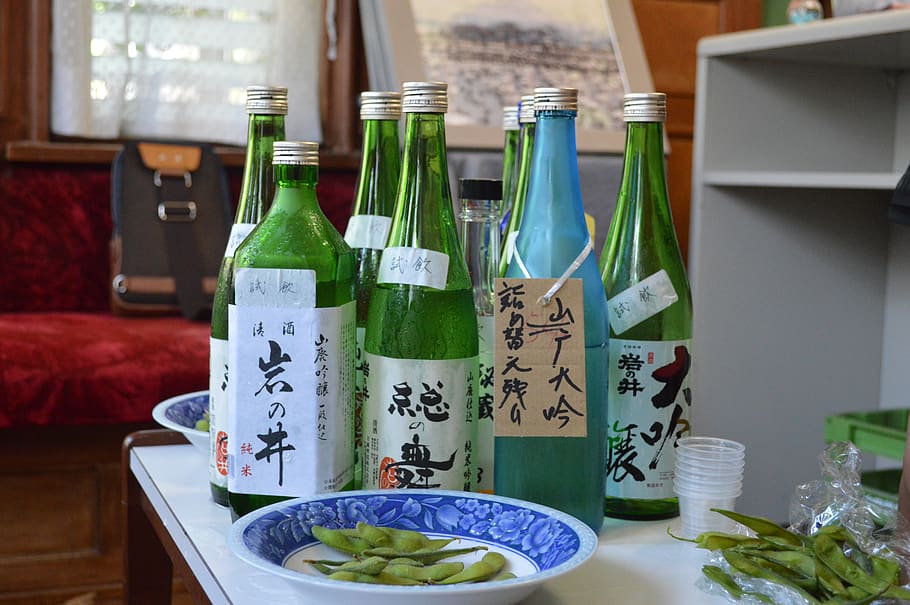 sake, japan, alcohol, edamames, asia, tokyo, traditional, container HD wallpaper