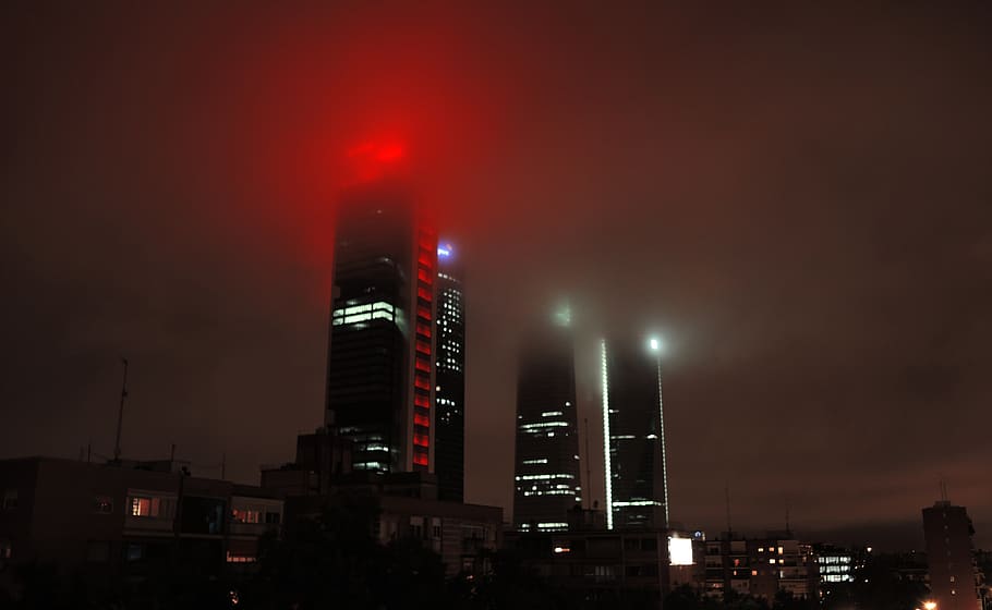 madrid, spain, skyscraper, mordor, rojo, cuatro torres, building exterior HD wallpaper
