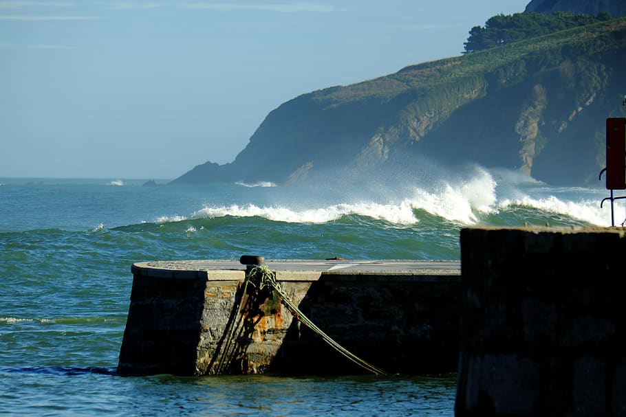 wave, waves breaking, port, sea, ocean, nature, wild, water HD wallpaper
