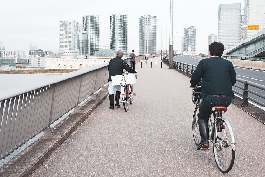 two person riding bicycle near ocean, bike, transportation, vehicle, HD wallpaper