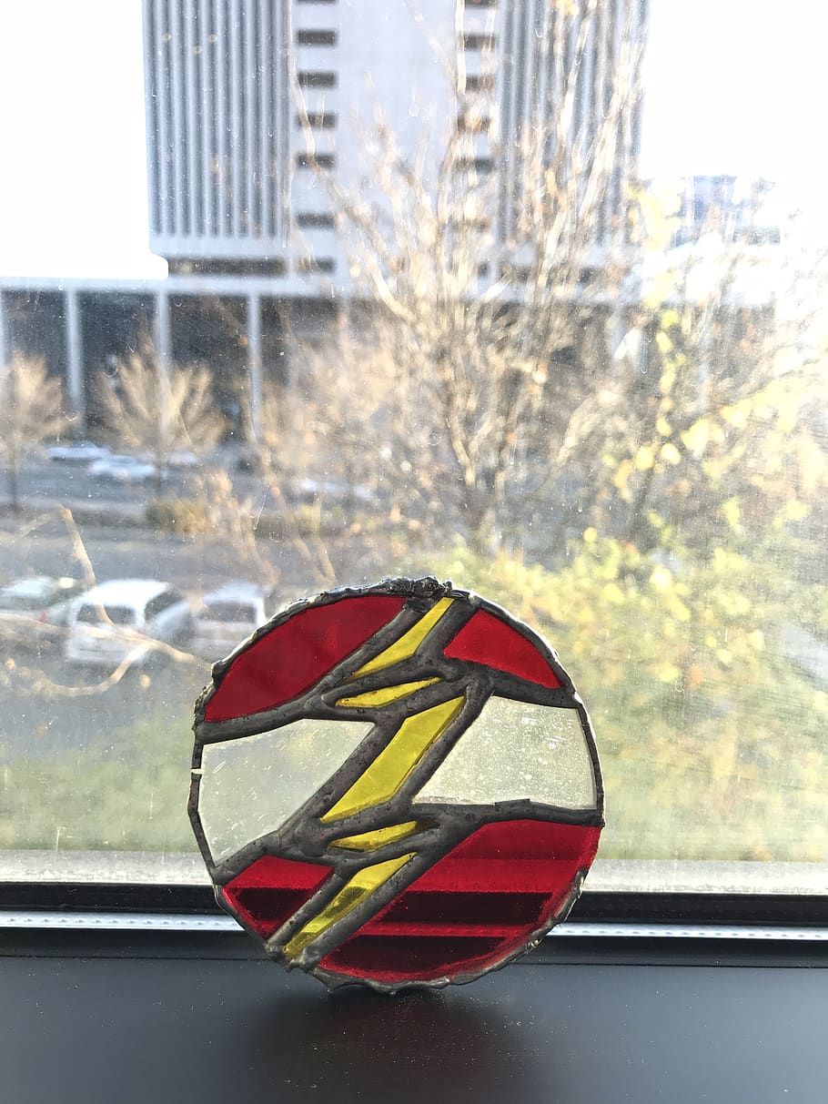 flash, stained, glass, lightning, bolt, red, window, glass - material HD wallpaper