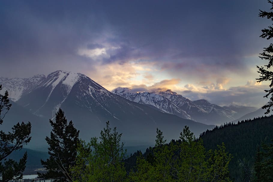 nature, landscape, mountains, summit, peaks, forests, trees HD wallpaper