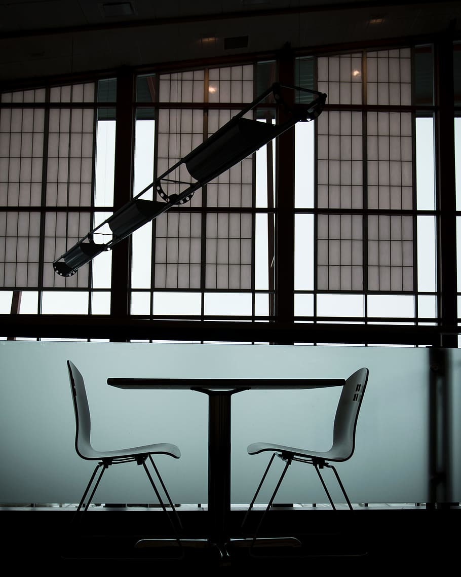 table, chairs, inside, indoor, building, office, window, day HD wallpaper