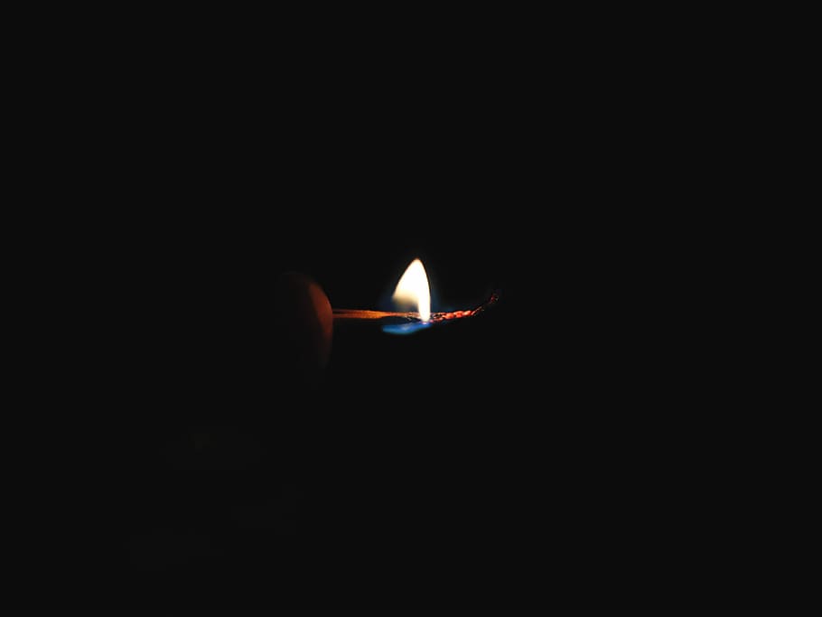matchstick, fire, yellow, dark, darkness, light, flame, burning HD wallpaper