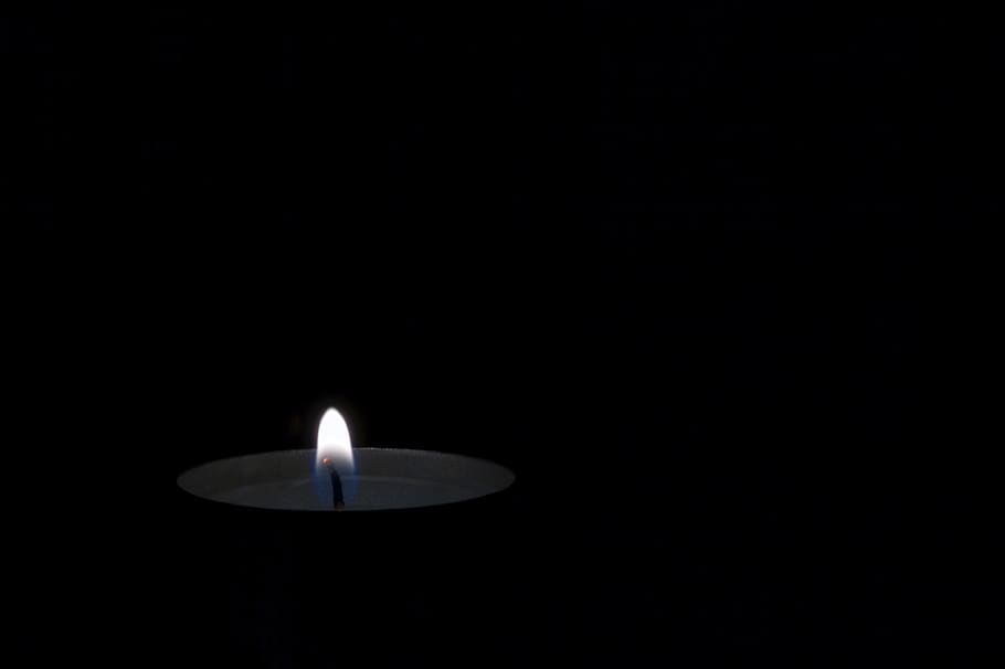 candle, fire, light, dark, shadow, hot, flame, copy space, black background HD wallpaper