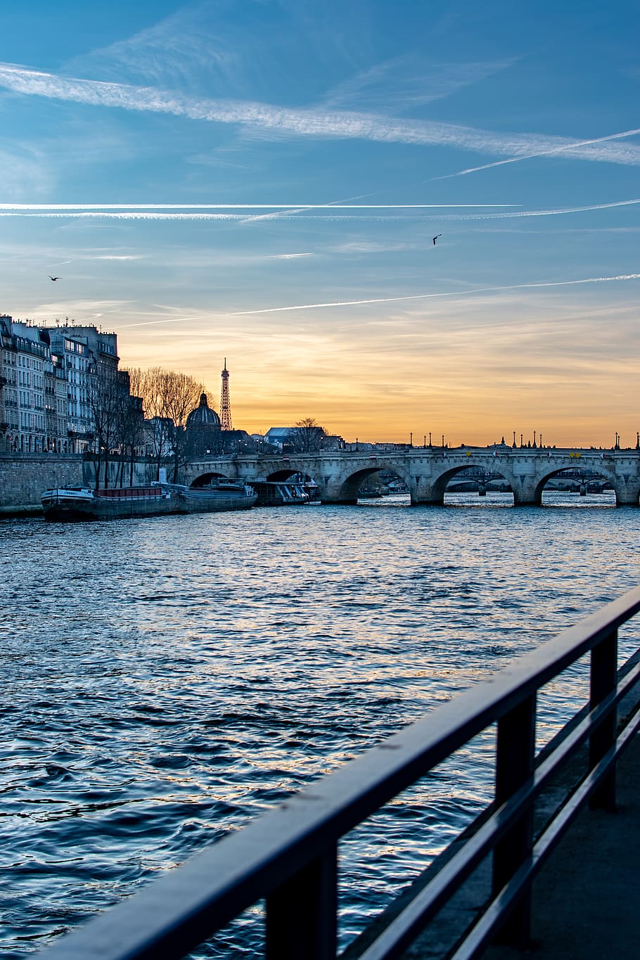 bridge and river, railing, france, paris, seine, water, handrail HD wallpaper