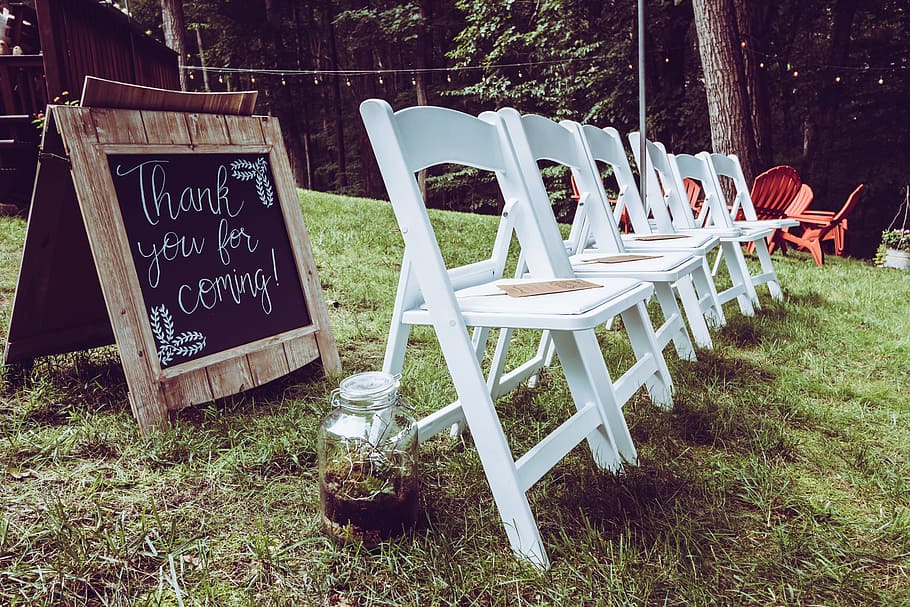 Empty White Wooden Folding Chairs, daylight, daytime, environment HD wallpaper