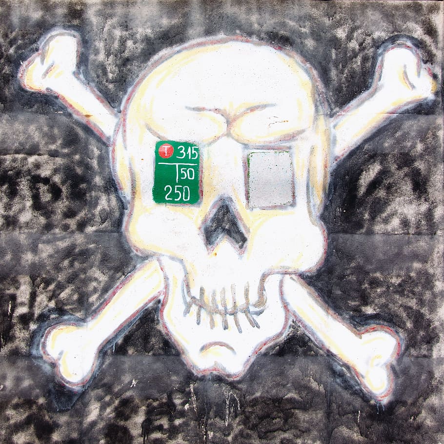 skull, bone, symbol, dangerous, crossedbones, head, spooky HD wallpaper