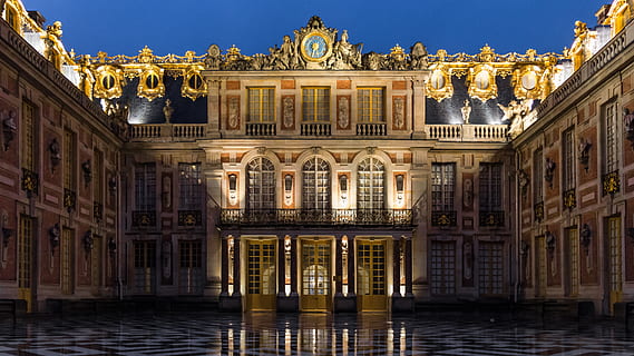 HD wallpaper: Château de Versailles, palace, gold, marble, murales ...