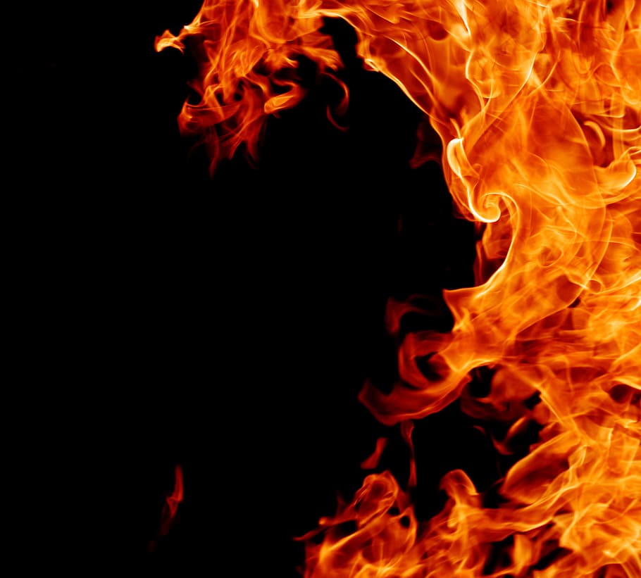 fire, flame, hell, cooking, black, burn, heat, detail, closeup, HD wallpaper
