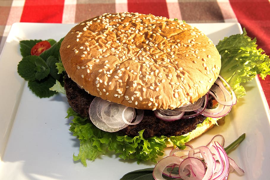 burger, bread, hamburger, roll, sandwich, eat, beef, cheese HD wallpaper