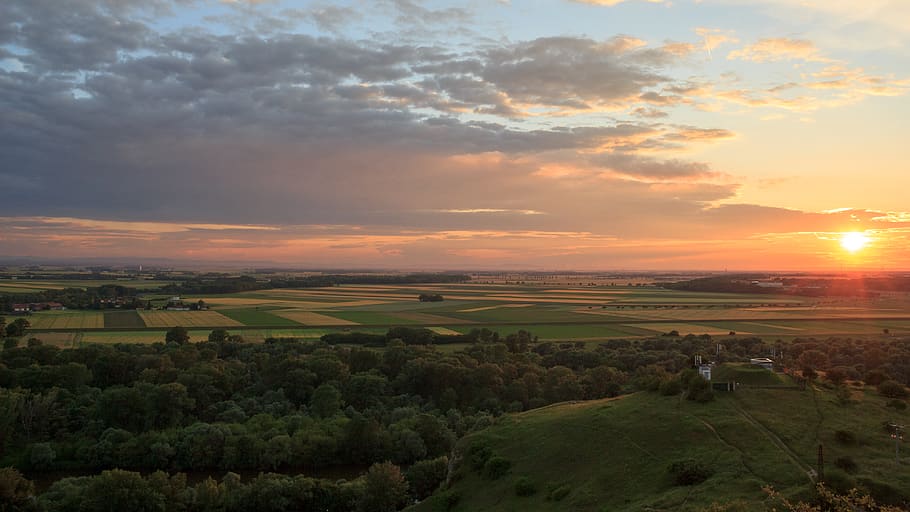 sandberg, bratislava, slovakia, sunset, sky, clouds, fields HD wallpaper
