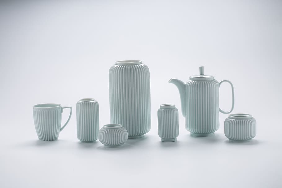 ceramics, vase, tea set, teapot, indoors, studio shot, copy space HD wallpaper