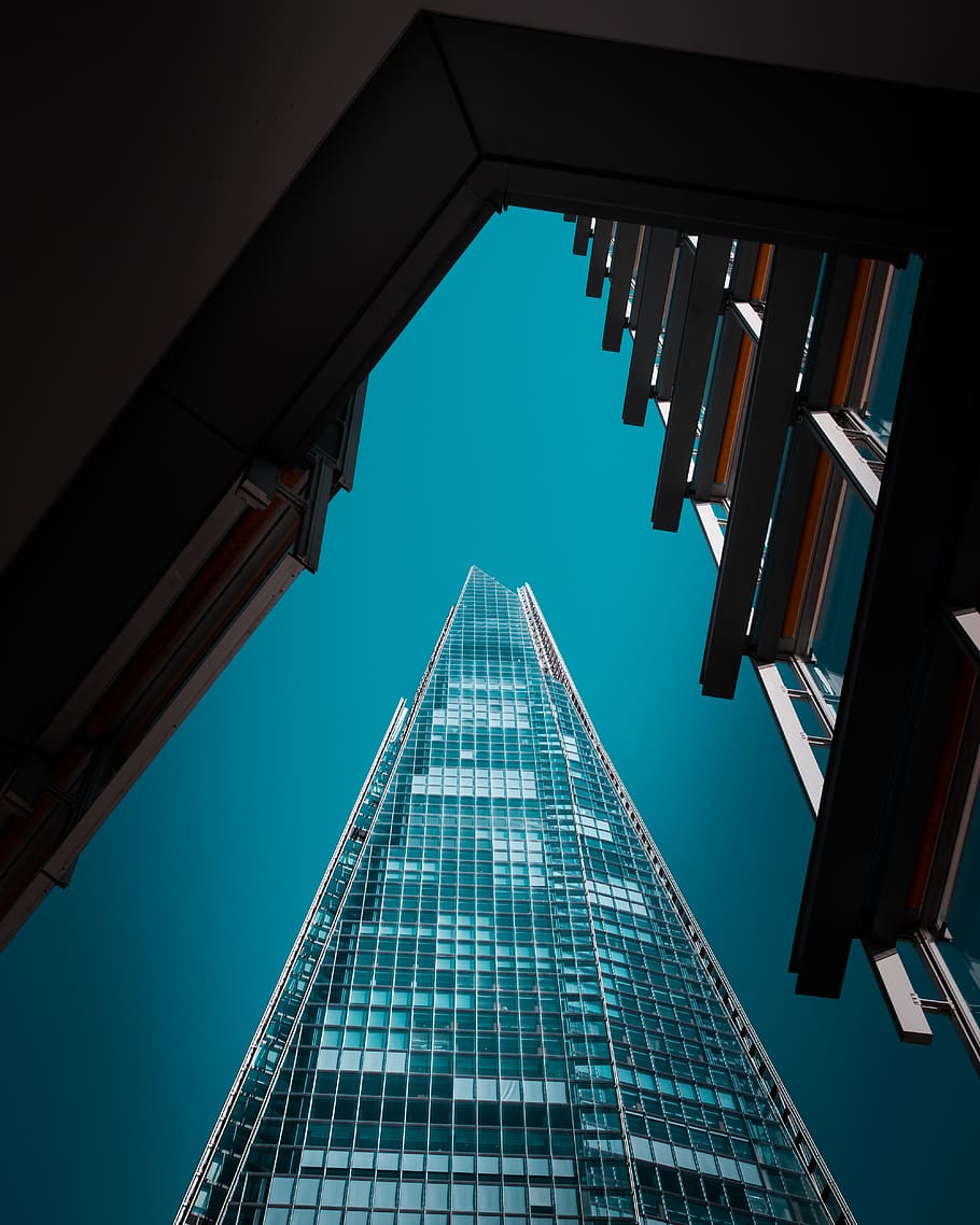 Architectural Photography of Teal High-rise Building, architectural design HD wallpaper
